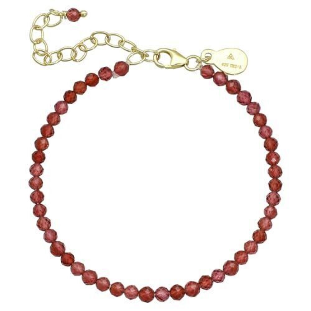 2451 Garnet Bracelet , Certified 925 Sterling Silver with 18K Gold Vermeil
